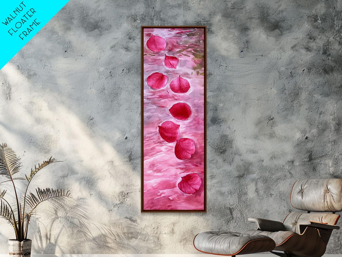 Floating Rose Petals Pink Water Romantic Botanical Art Poster - Image 4