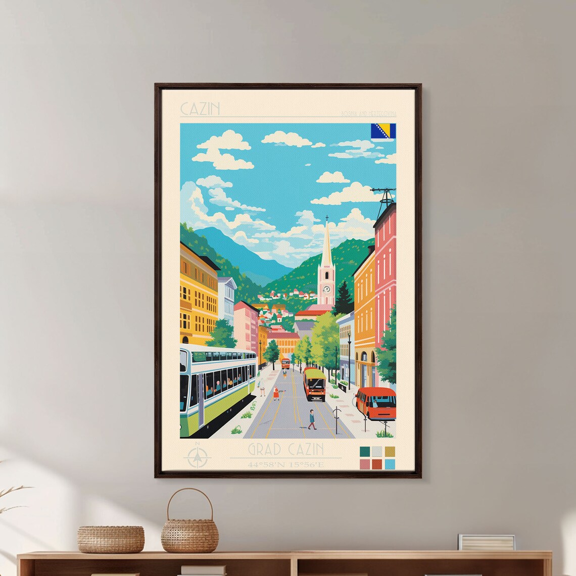 Cazin Bosnia Herzegovina Mountain Streetcar View Vintage Travel Poster - Image 5