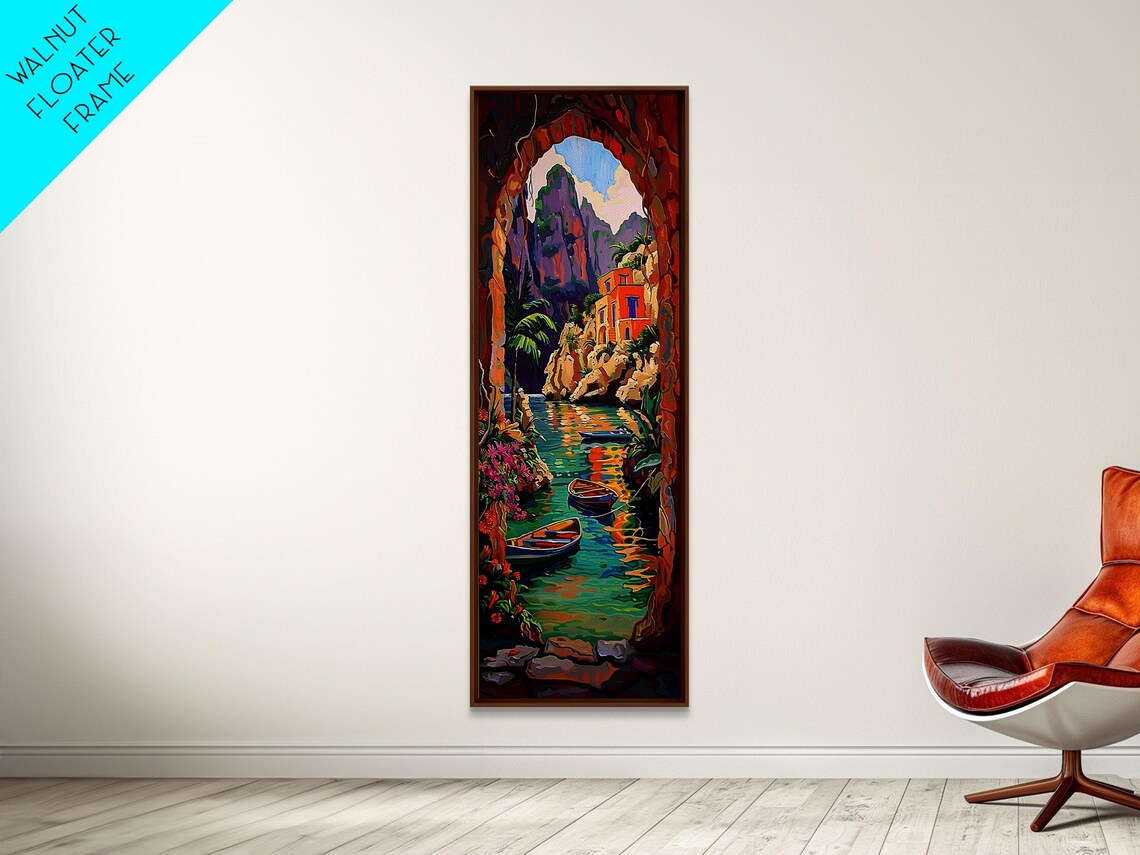 Colorful Waterway Through Rocky Cliffs And Archway Impasto Coast Poster - Image 5