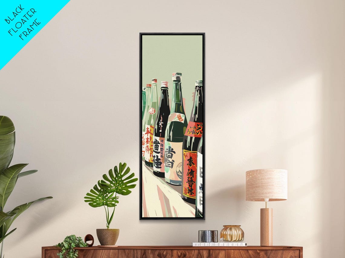 Japanese Sake Bottles Labels Tall Skinny Bar Decor Art Poster - Image 2