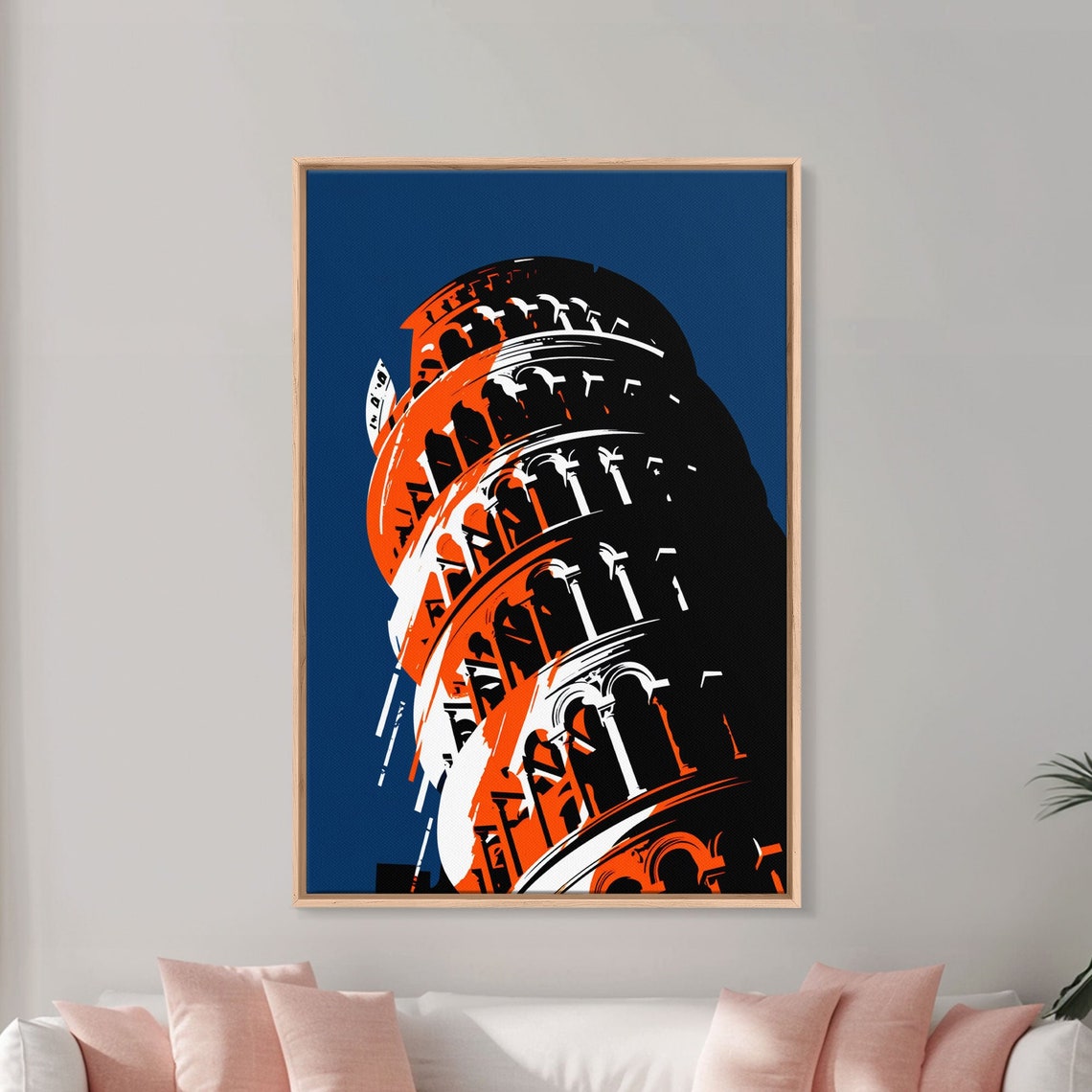 Colorful Printed Of The Leaning Tower Of Pisa In Rome Italy Italian Wall Art Print Italy Travel Poster Art Abstract Art - Image 2
