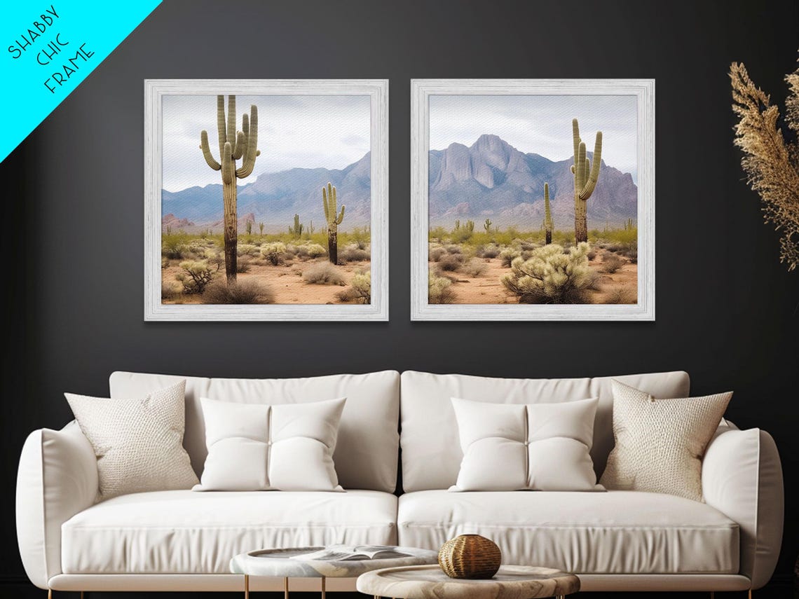 Sonoran Desert Saguaro Cactus Mountain View Two Piece Print Set - Image 3