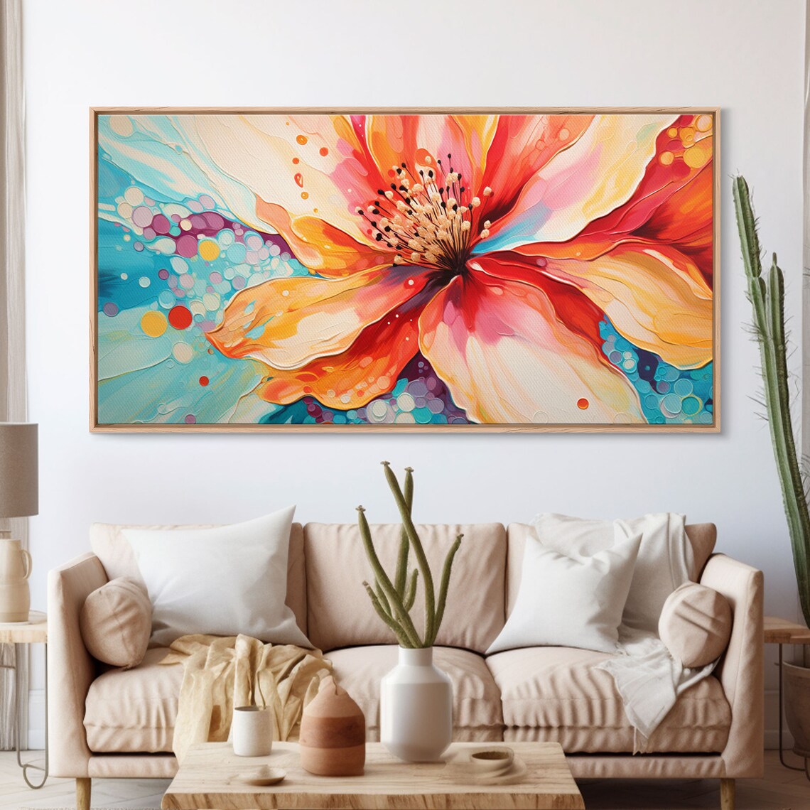 Hibiscus Tropical Pink Flower Landscape Art Poster - Image 3
