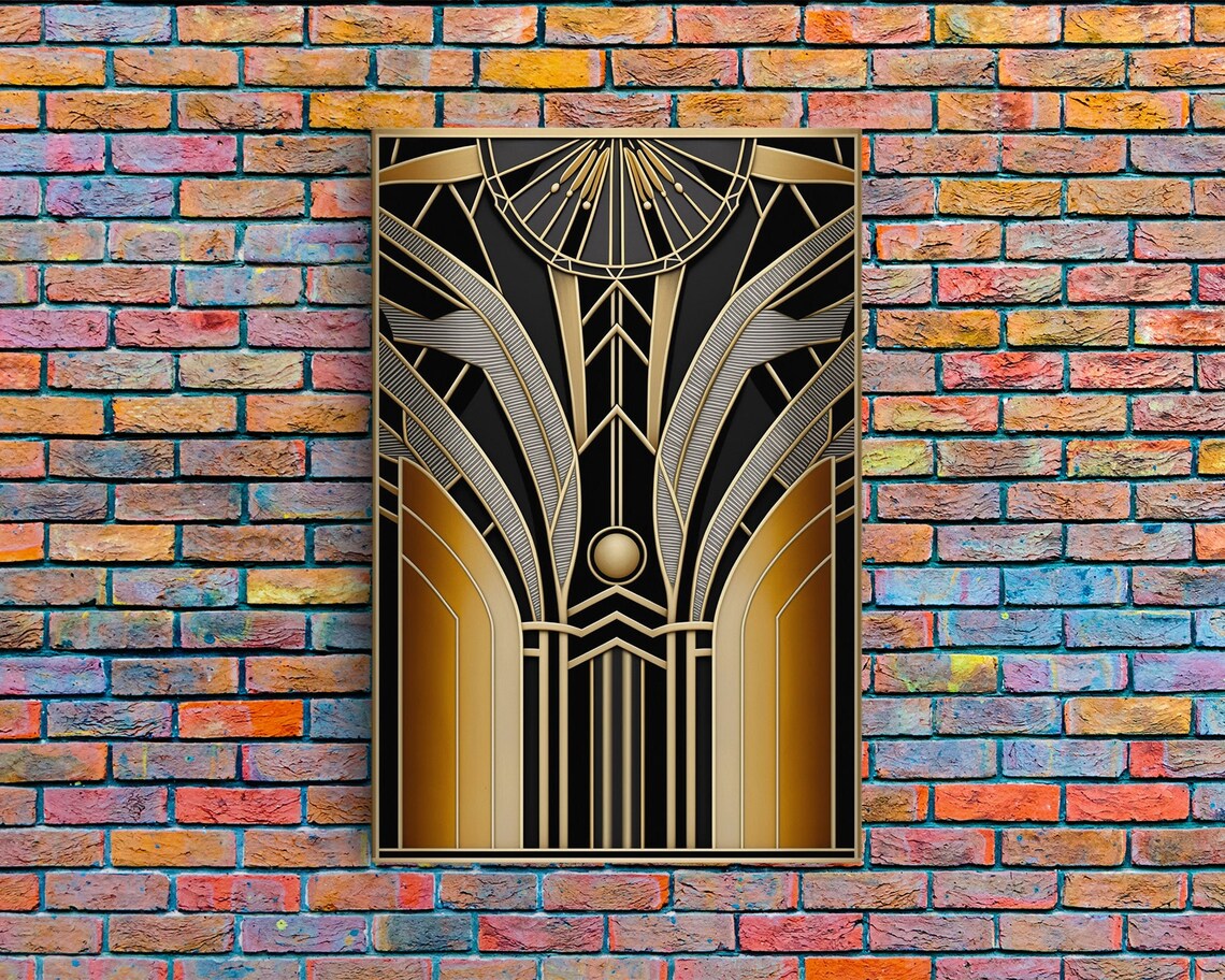 Art Deco Pattern Abstract Art Print, Vintage Retro