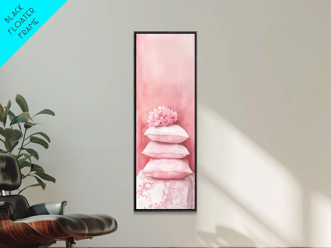 Pink Pillows And Peonies Watercolor Cozy Bedroom Decor Wall Art - Image 4