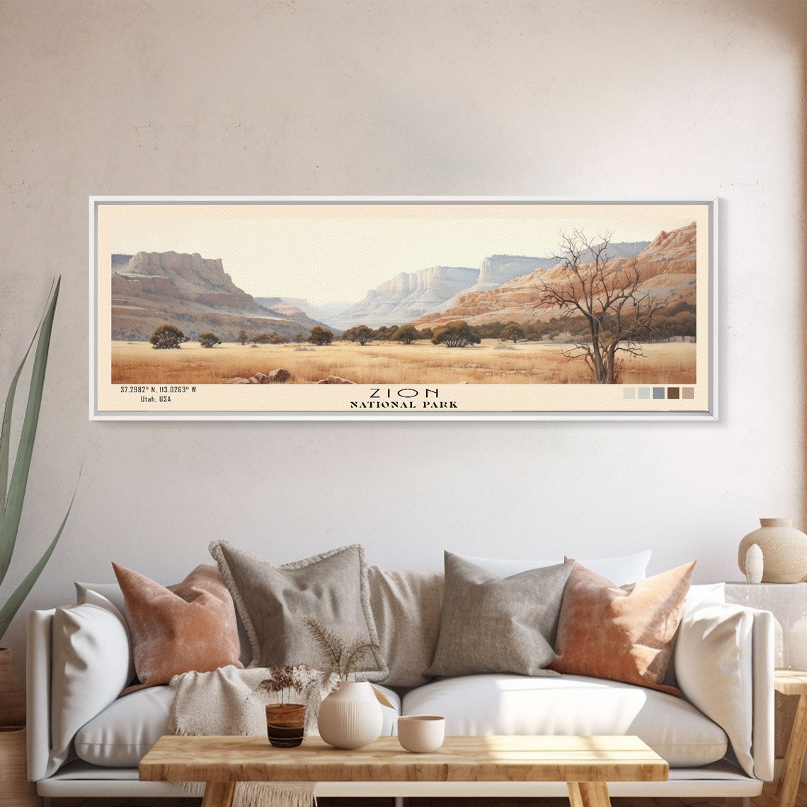 Zion National Park Golden Valley Red Cliffs Vintage Travel Map Poster
