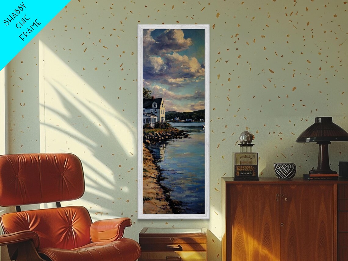 Coastal Cottage Rocky Point Calm Water Sunset Clouds Seaside Art Poster - Image 3