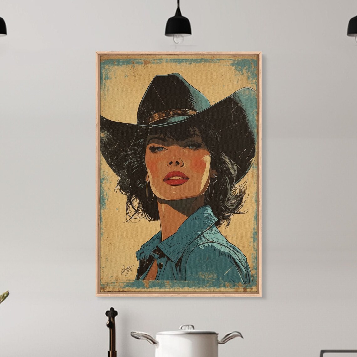 Retro Cowgirl Mid-Century Western Vintage Art Print - Image 2