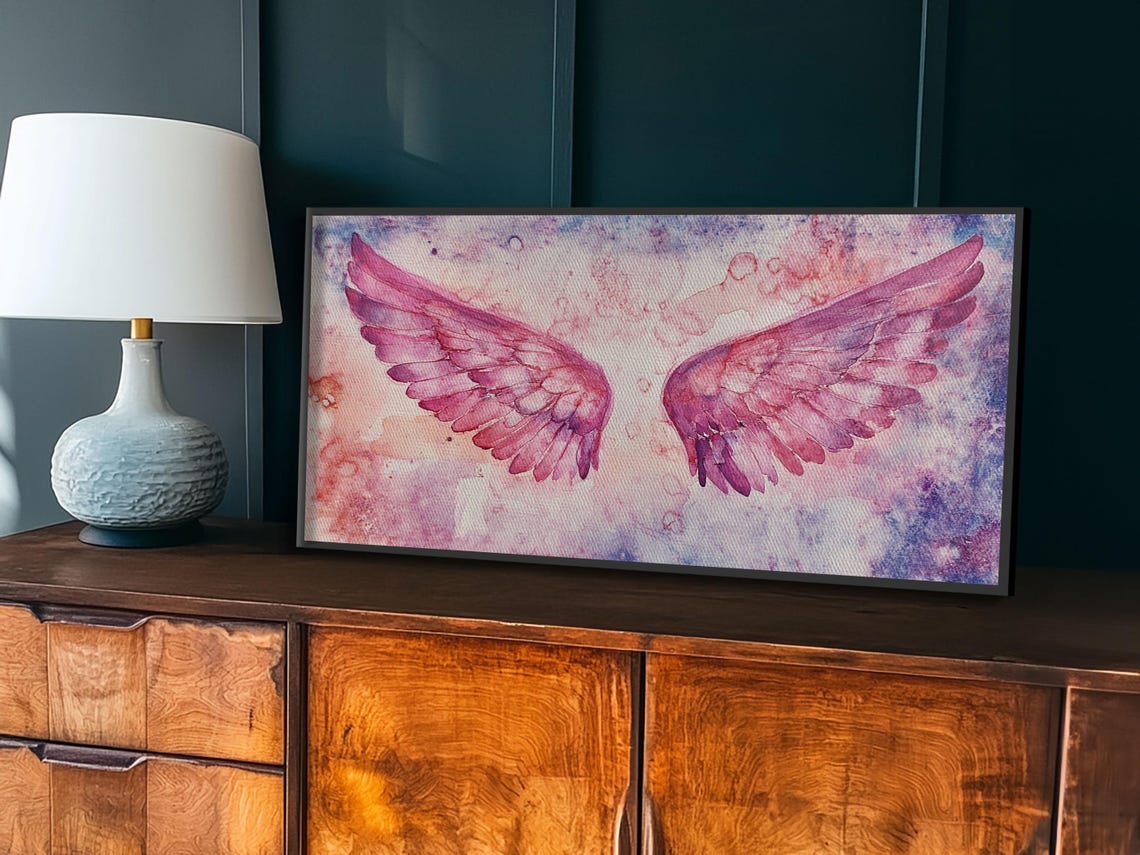 Pink Angel Wings Watercolor Feathered Spread Boho Dream Poster - Image 4