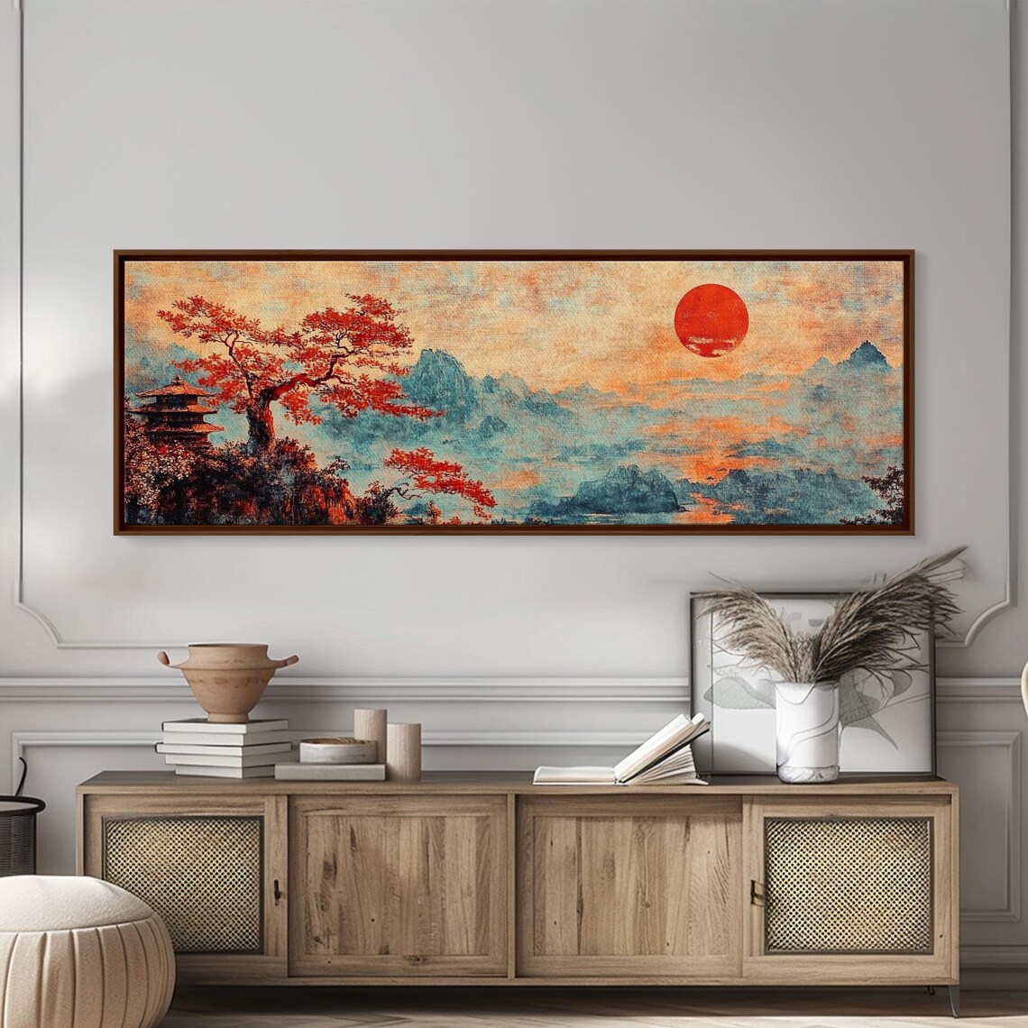 Japanese Pagoda and Large Maple Tree, Vintage Art Print - Image 3