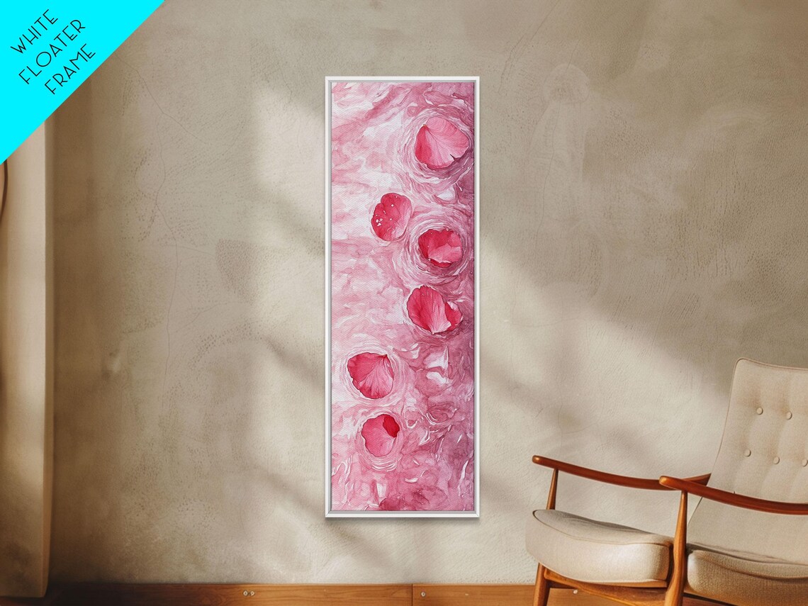 Floating Rose Petals In Water Pink Botanical Whimsical Wall Art - Image 5