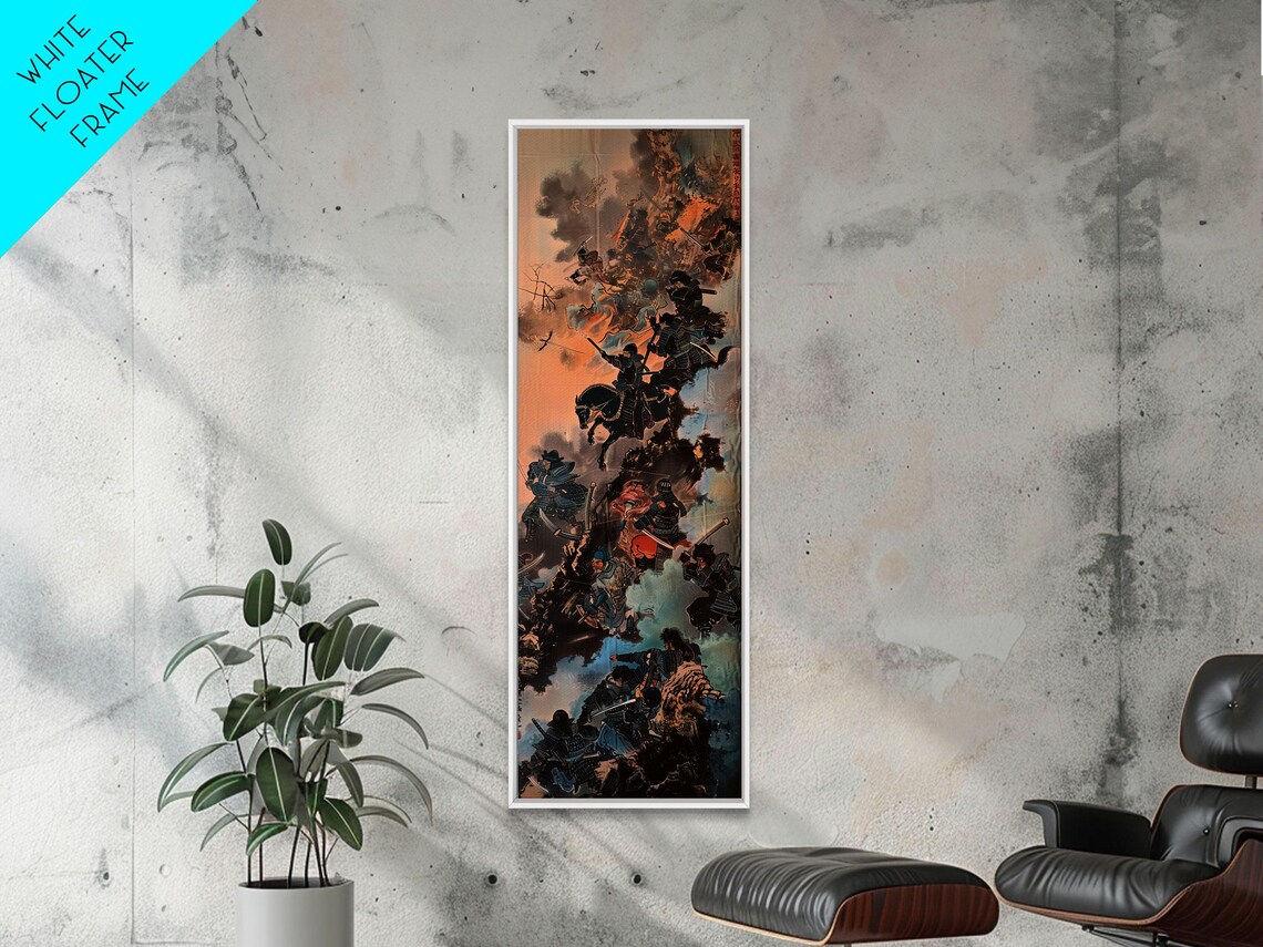 Japanese Style Warriors Battle Scene Art Print - Image 3
