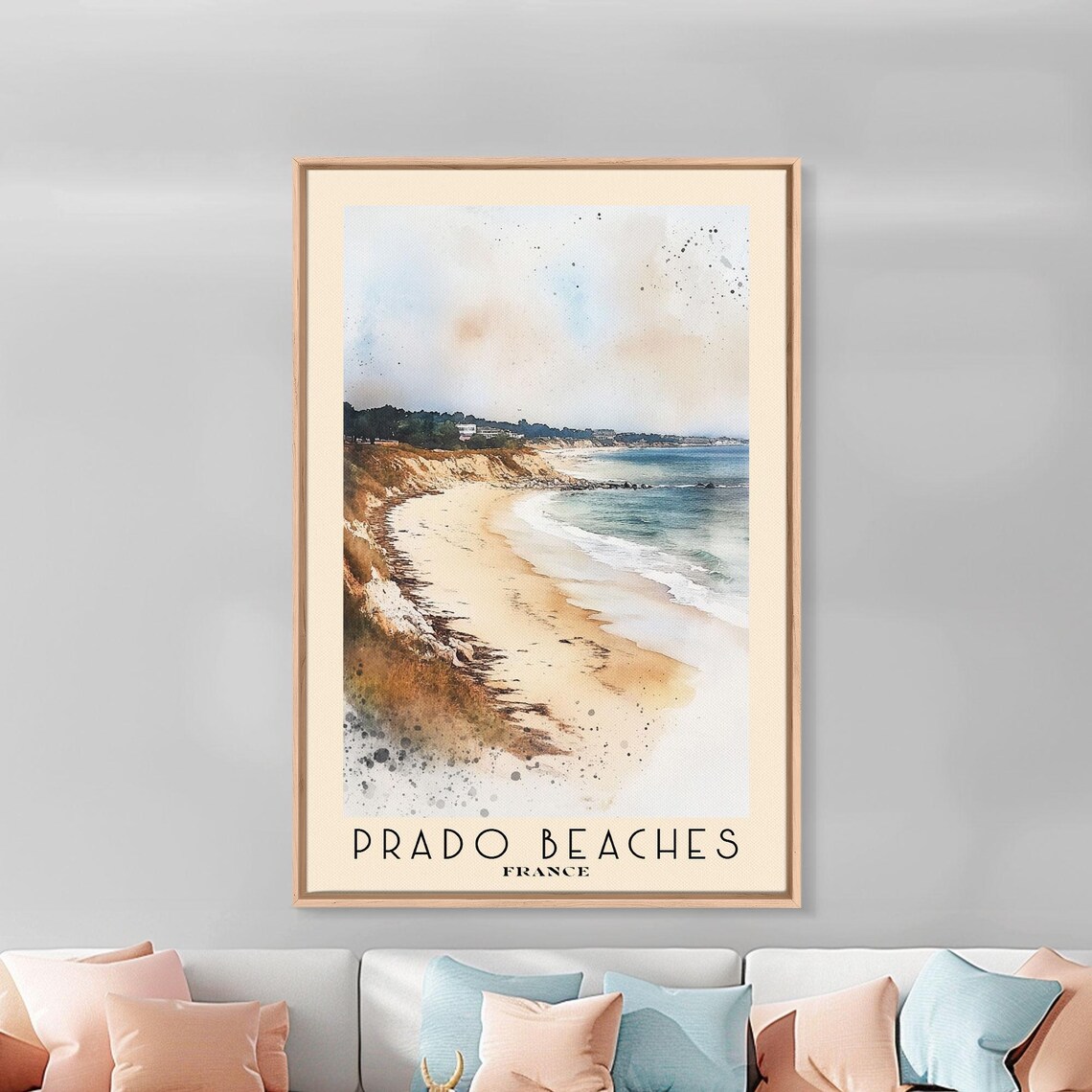 Prado Beaches France Curving Sandy Beach Rocky Cliffs Mediterranean Coast Poster - Image 3