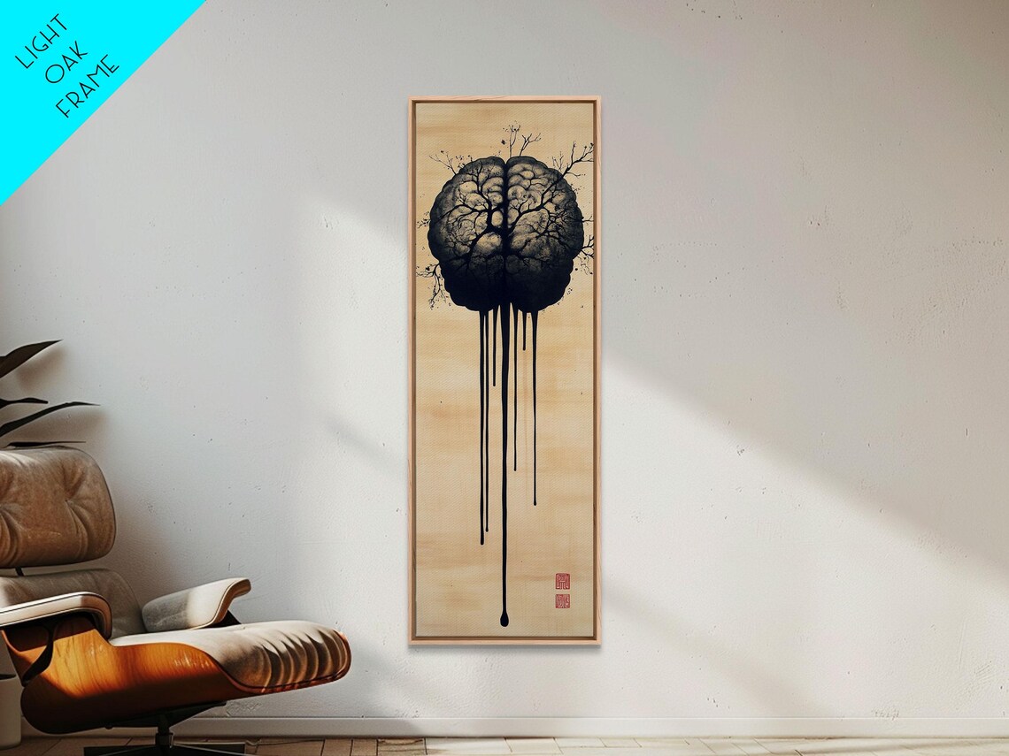 Framed Print Brain Art Science Inspired Minimalist Wall Art Moody Therapy Artwork Gift Idea For Living Room Or Office - Image 5