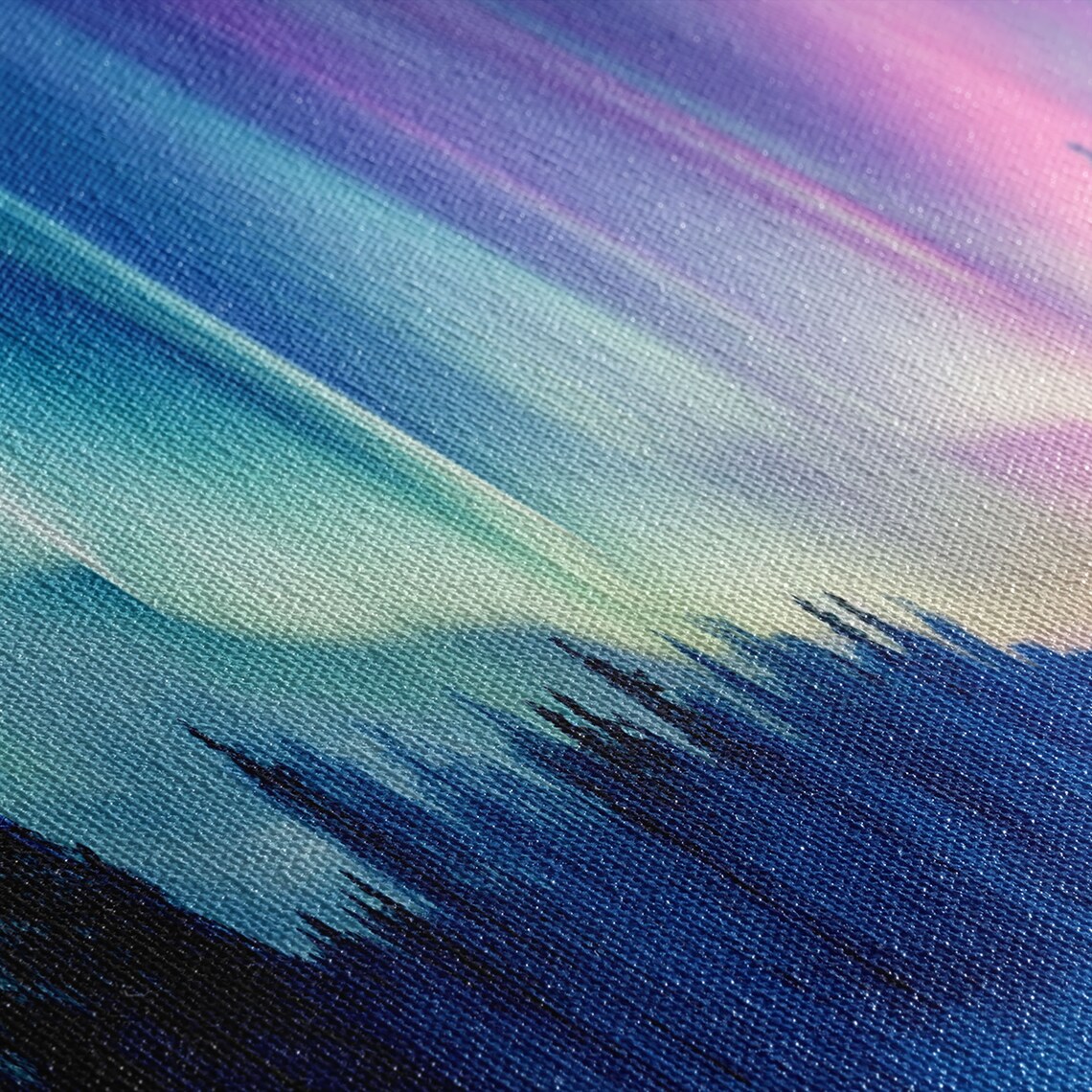 Northern Lights Forest Landscape Art Print - Image 2
