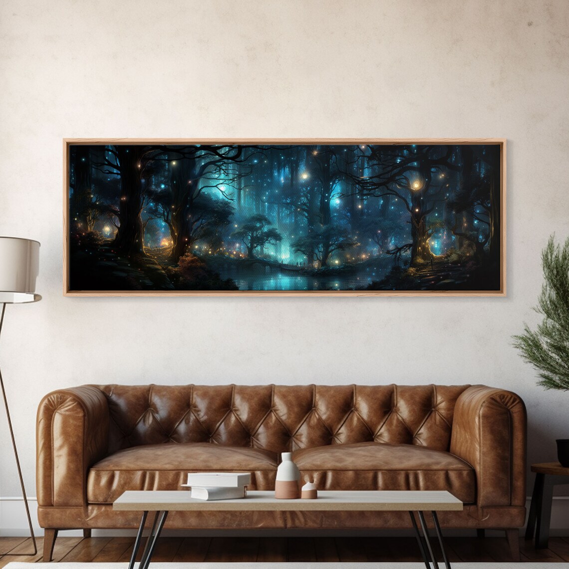 Fantasy Forest Firefly Art Print, Night Landscape