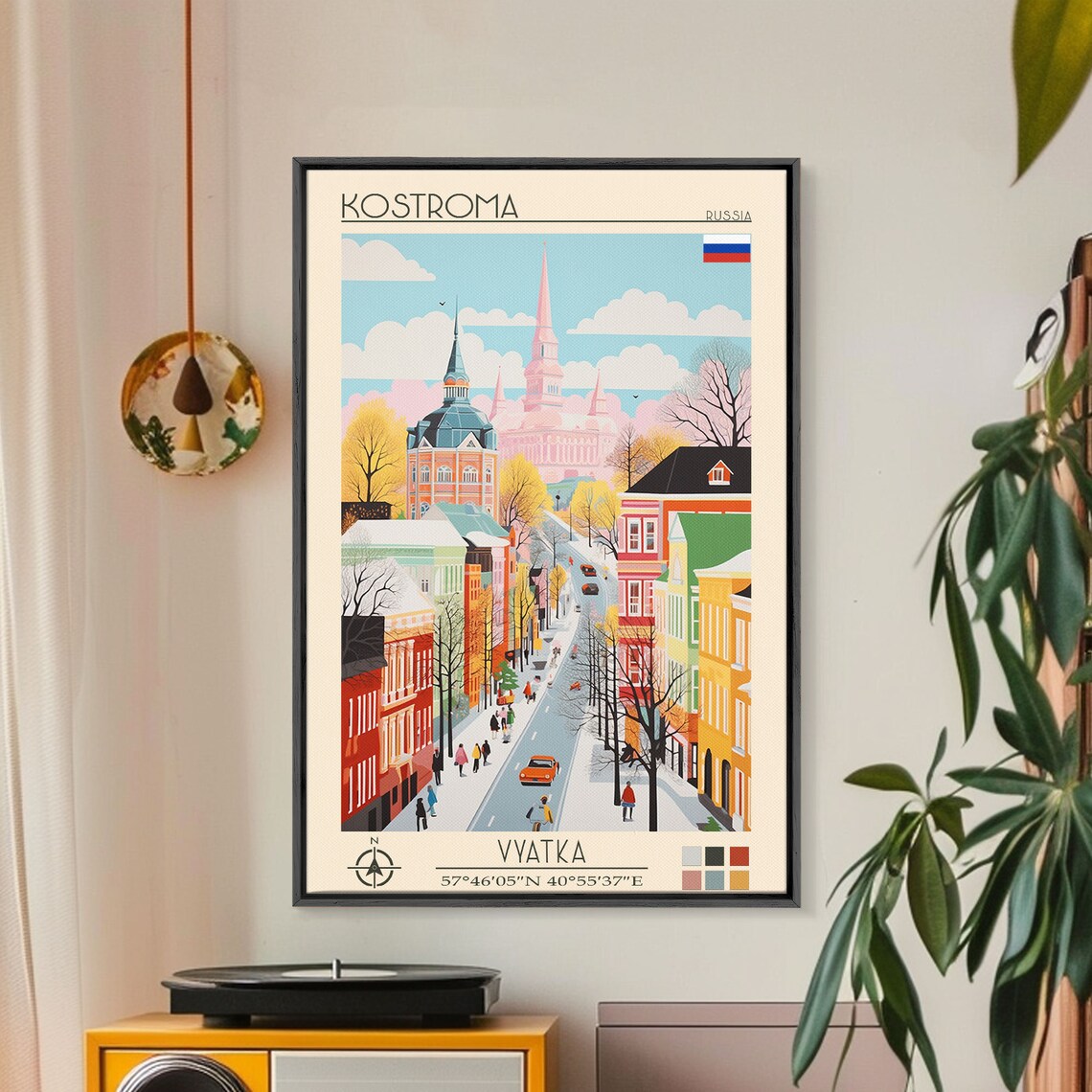 Kostroma Russia Old Town Street Colorful Houses Church Spires Poster - Image 3