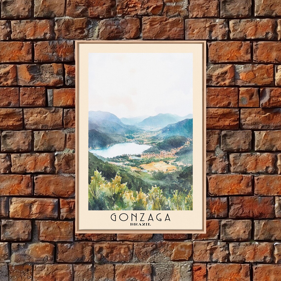 Gonzaga Brazil Mountain Lake Valley Green Hills Watercolor Poster - Image 5