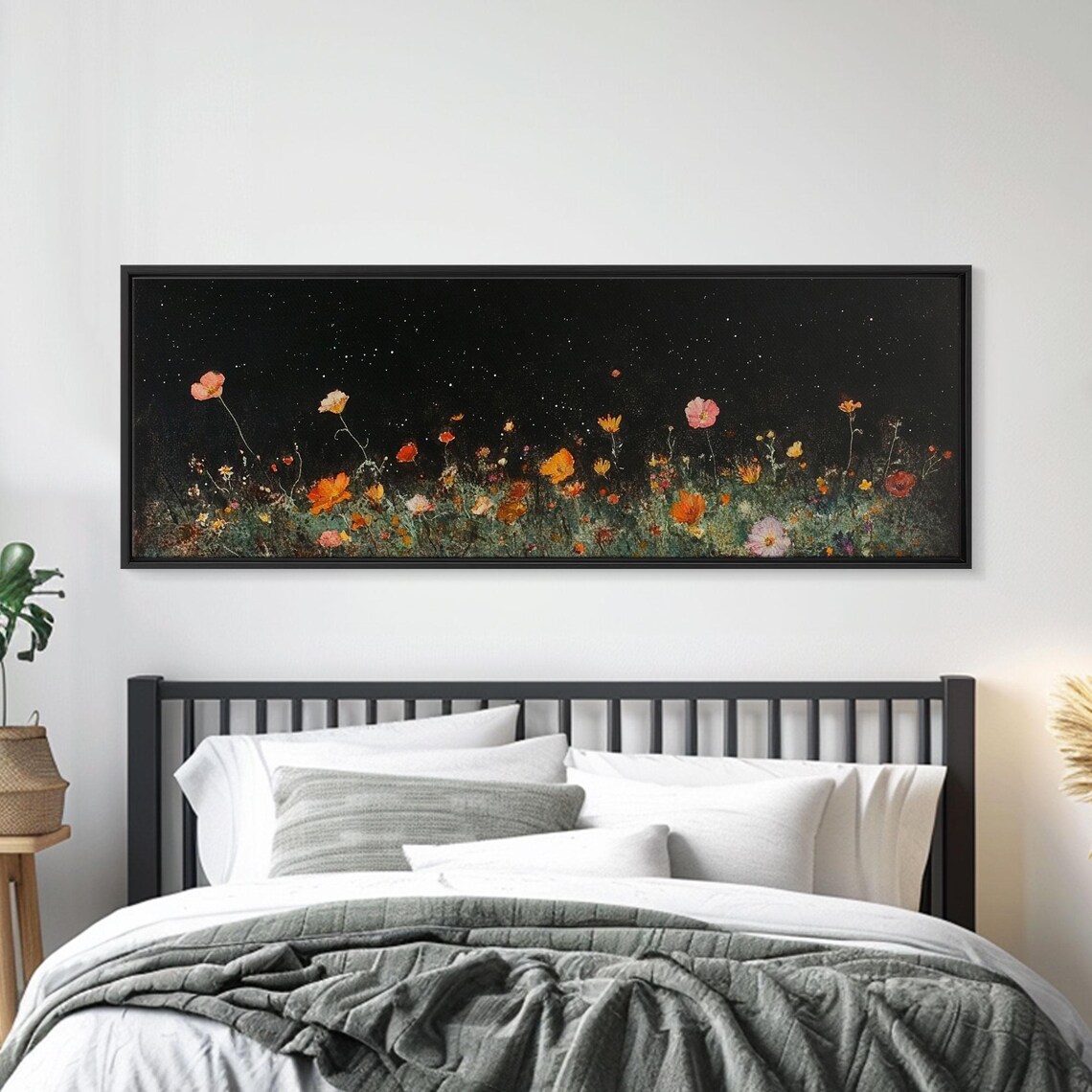Wild Flowers Under Full Moon, Modern Farmhouse Art Print - Image 3