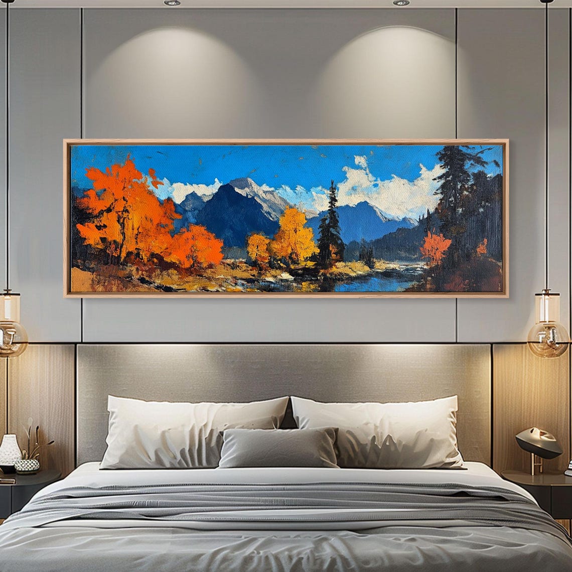 Fall Mountain Peaks Orange Aspen Trees Snow Alpine Landscape Print - Image 3