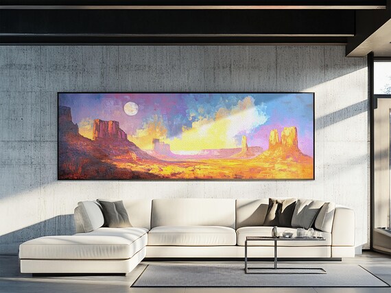 Desert Moonlight Glow Print Moody Art Above Couch Wall Art Southwest Painting Bedroom Art Rustic Wall Decor Gift Idea