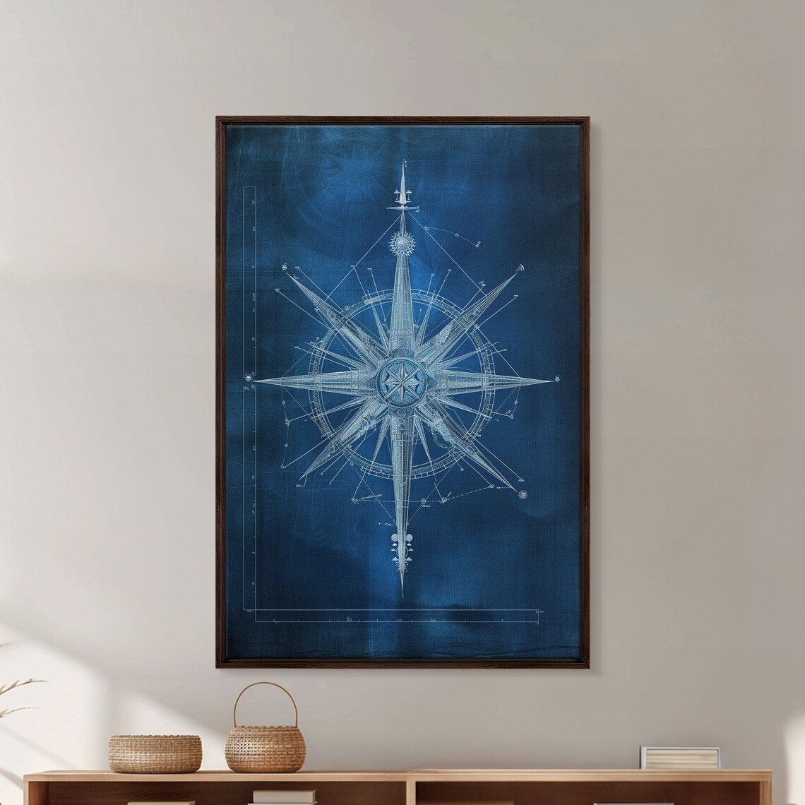 Industrial Compass Nautical Blueprint Art Print - Image 4