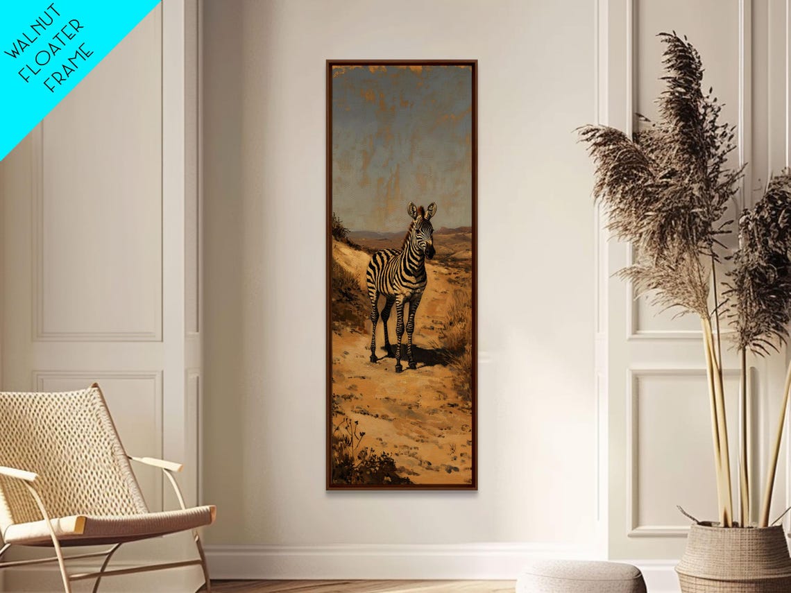 Zebra in Golden Savanna Grassland Painterly Wildlife Wall Art - Image 4