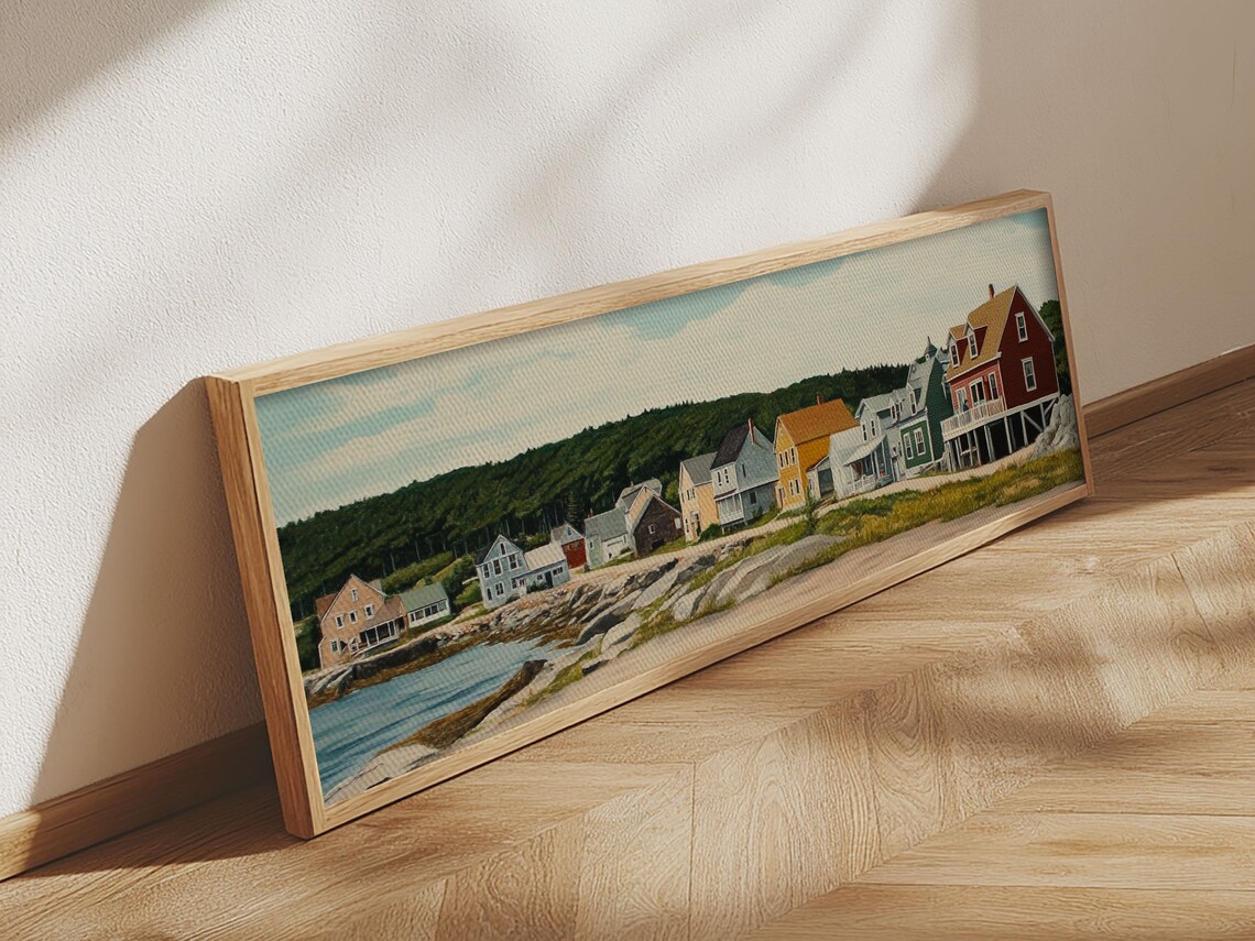 Maine Panoramic Seascape Art Print, Nautical Landscape