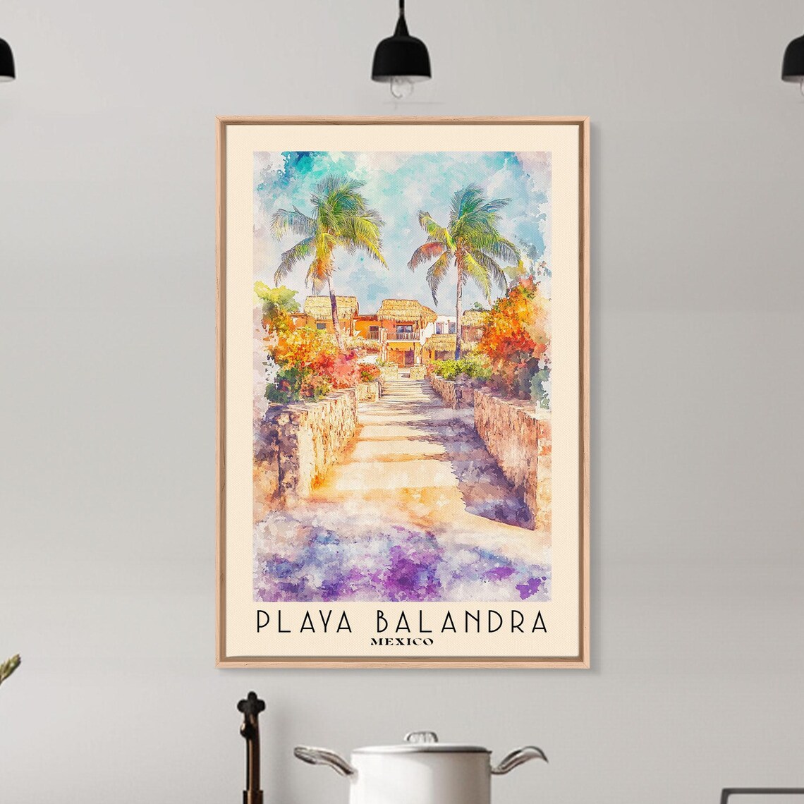 Playa Balandra Mexico Palm Lined Stone Walkway Vibrant Garden Travel Poster - Image 6