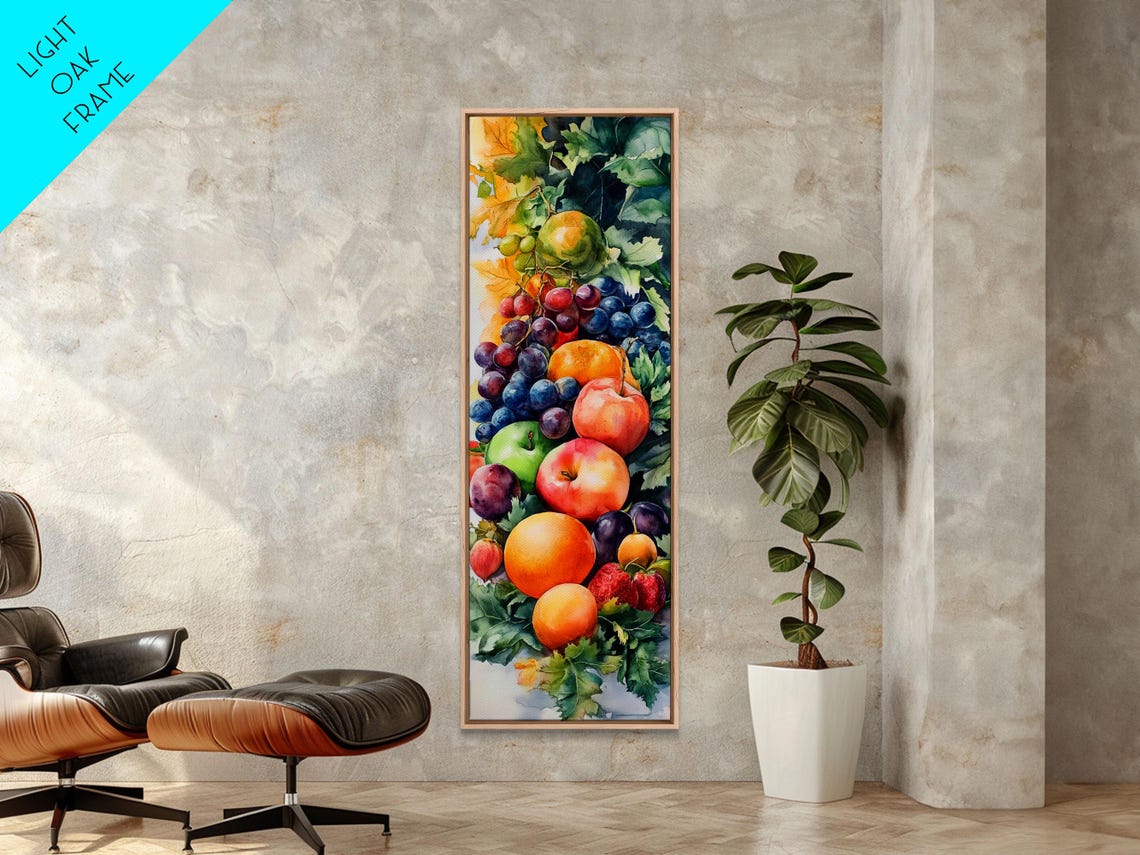 Vibrant Autumn Fruit Still Life Watercolor Kitchen Decor Poster - Image 2