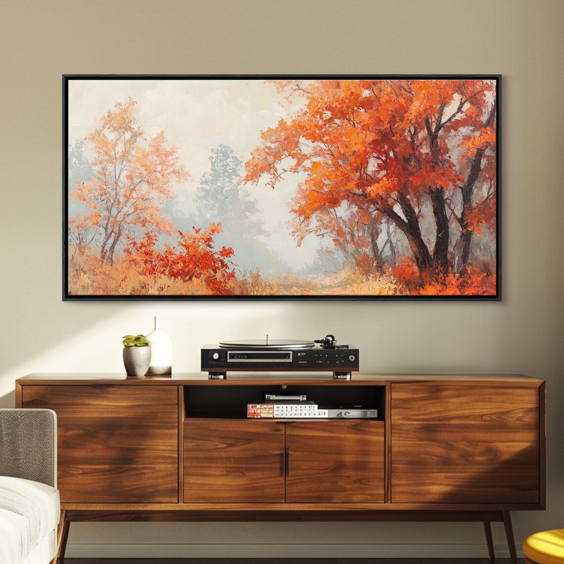 Fall In The Forest Watercolor Orange Trees Soft Autumn Woods Poster - Image 4