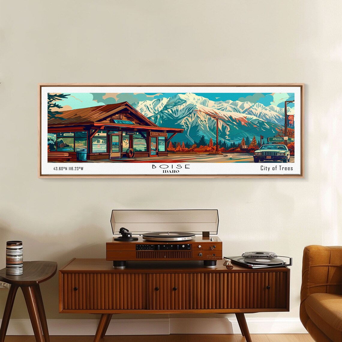 Boise Idaho City Of Trees Mountain Lodge Snow Peaks Travel Poster - Image 6