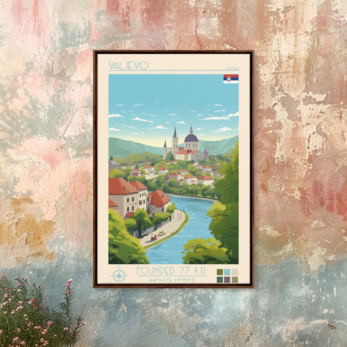 Valjevo Serbia Riverside Old Town Church Dome View Travel Poster - Image 5