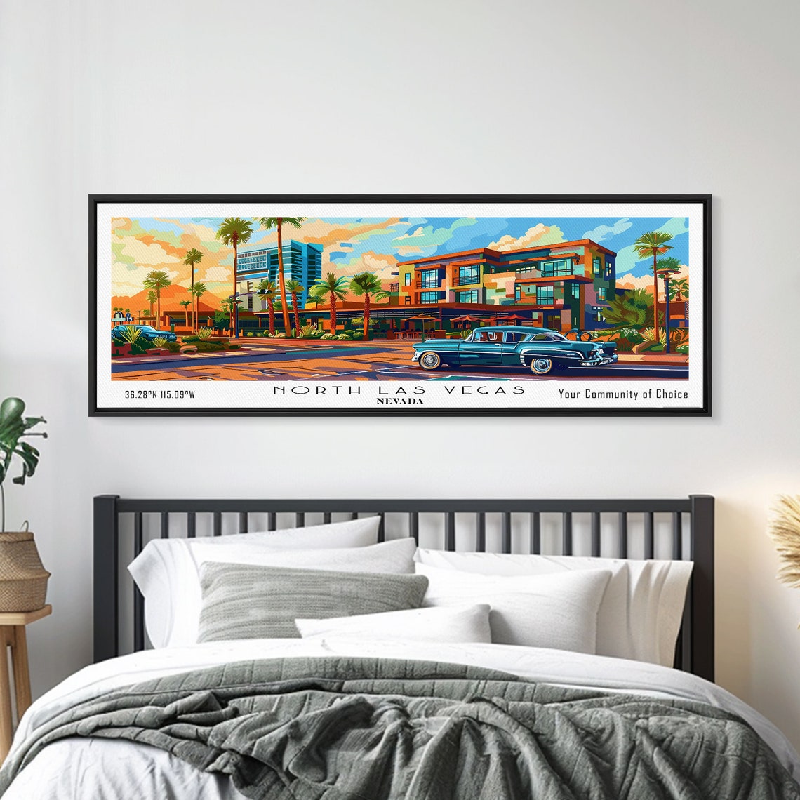North Las Vegas Nevada Panoramic Mid Century Resort Classic Car Poster - Image 2