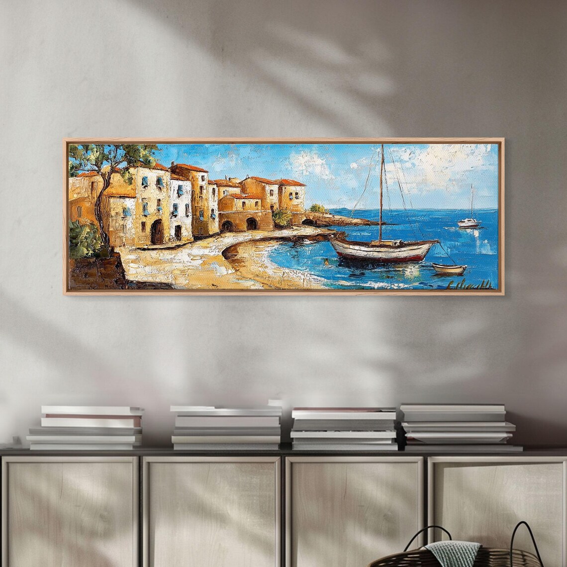 Retro Italian Villa Beach Painting Amalfi Coast Italy Landscape Painting Print Framed Print Coastal Decor Vintage Lakehouse Art - Image 6