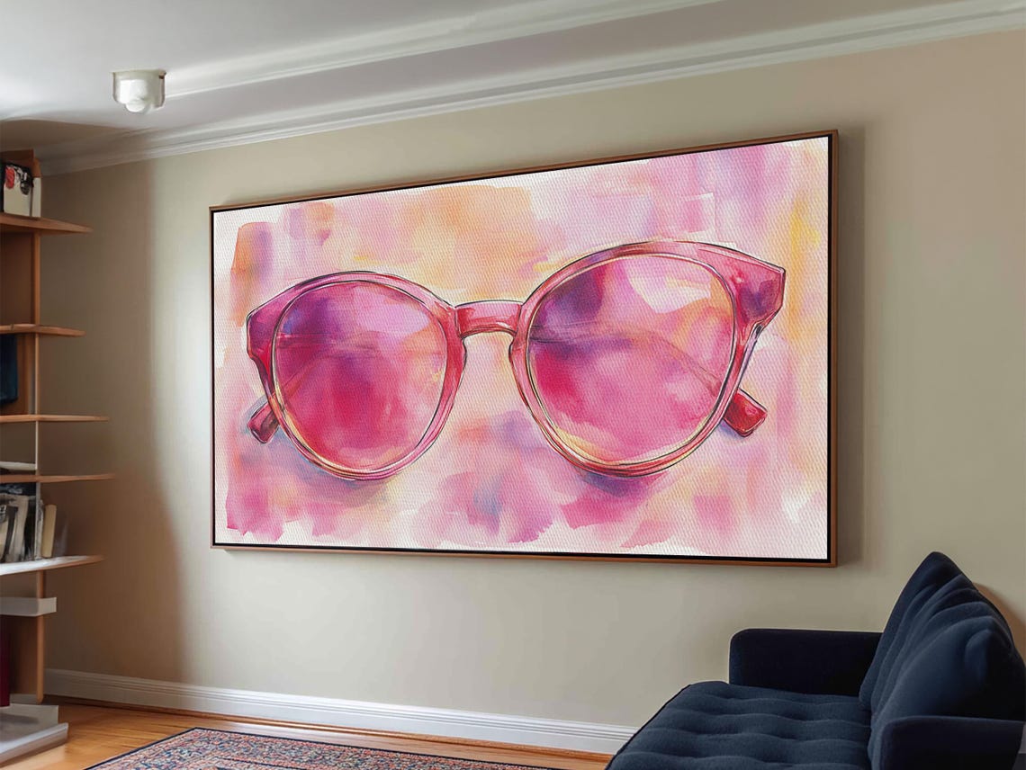 Pink Retro Sunglasses Watercolor Fashion Eyewear Style Decor Poster - Image 5
