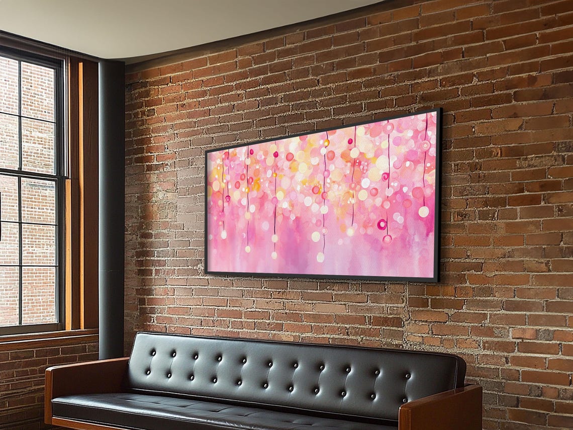 Pink Fairy String Lights Bokeh Watercolor Magical Glow Night Poster