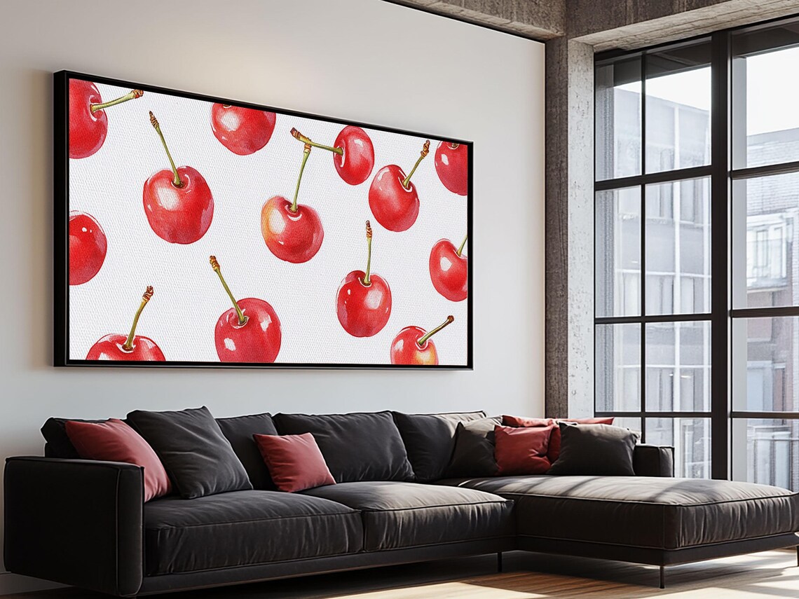 Preppy Cherry Wall Art Framed Print Kitchen Wall Art Dining Room Wall Art Loft Decor Cute Wall Art Cutesy Home Decor - Image 2