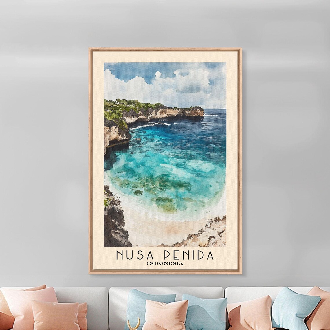 Nusa Penida Indonesia Turquoise Cliff Cove Ocean View Travel Poster - Image 3