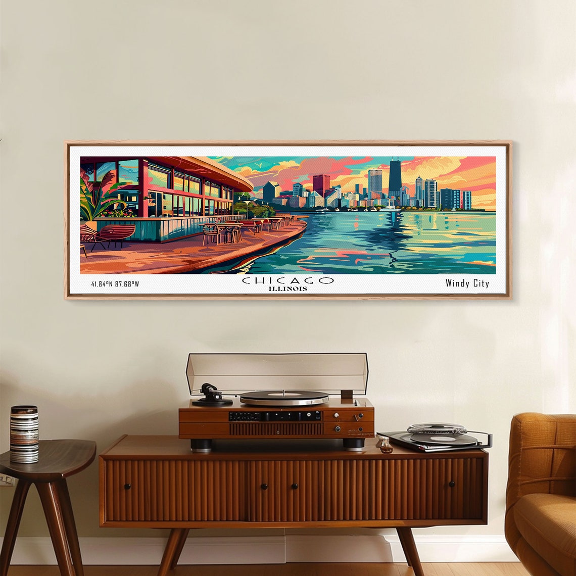 Chicago Illinois Windy City Lakefront Skyline Sunset Travel Poster - Image 5