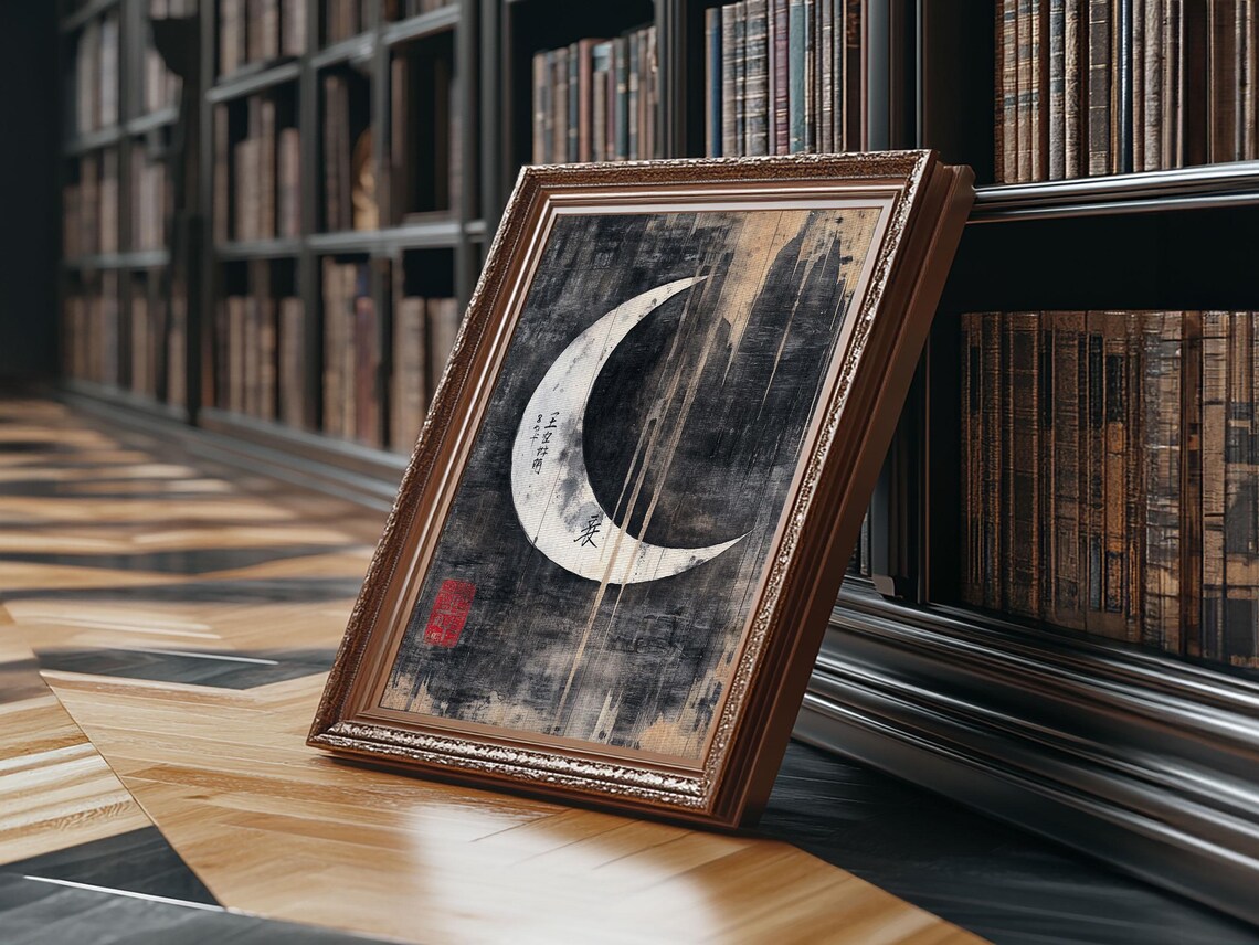Wabi Sabi Crescent Moon Japanese Style Art Print - Image 5
