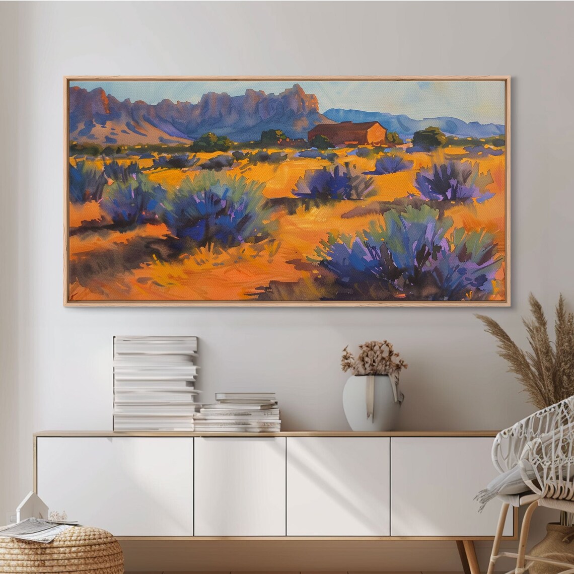 Rustic Barn In Desert Scene Stunning Wall Art For Bedroom Framed Print Boho Style Minimalist Home Decoration - Image 4
