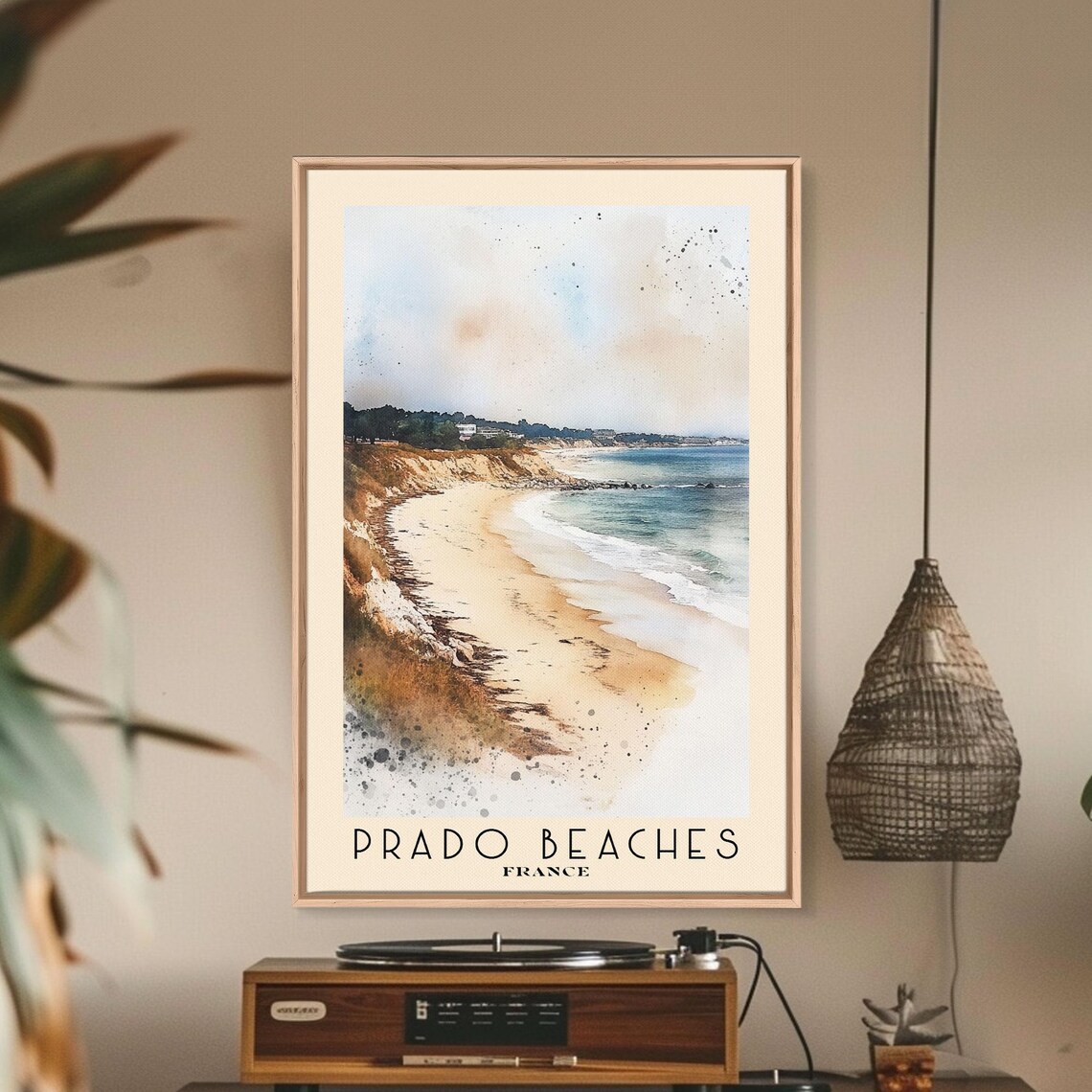 Prado Beaches France Curving Sandy Beach Rocky Cliffs Mediterranean Coast Poster - Image 2