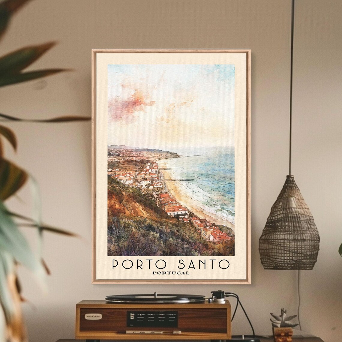 Porto Santo Portugal Watercolor Beach Art Print - Image 2