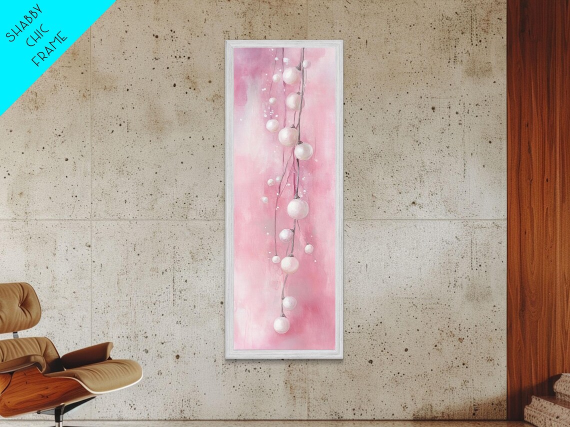 Hanging Fairy Lights On Pink Watercolor Cozy Minimalist Wall Art - Image 4