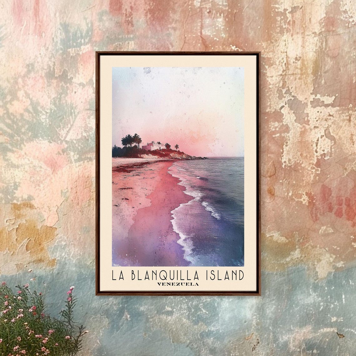 La Blanquilla Island Venezuela Pink Wash Beach Gentle Waves Poster - Image 3