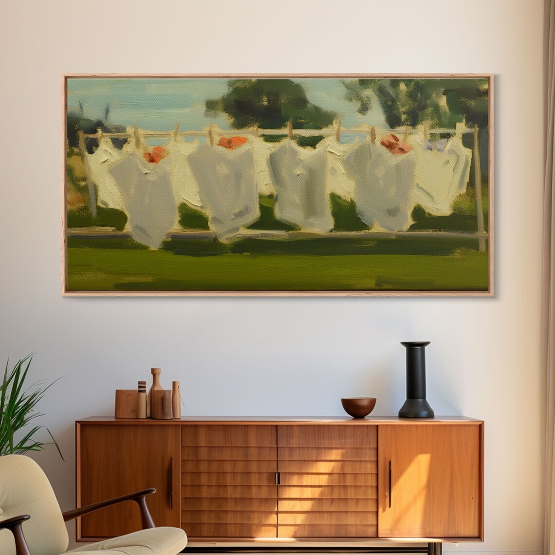 Laundry Room Oil-Painting-Style Panoramic Art Print