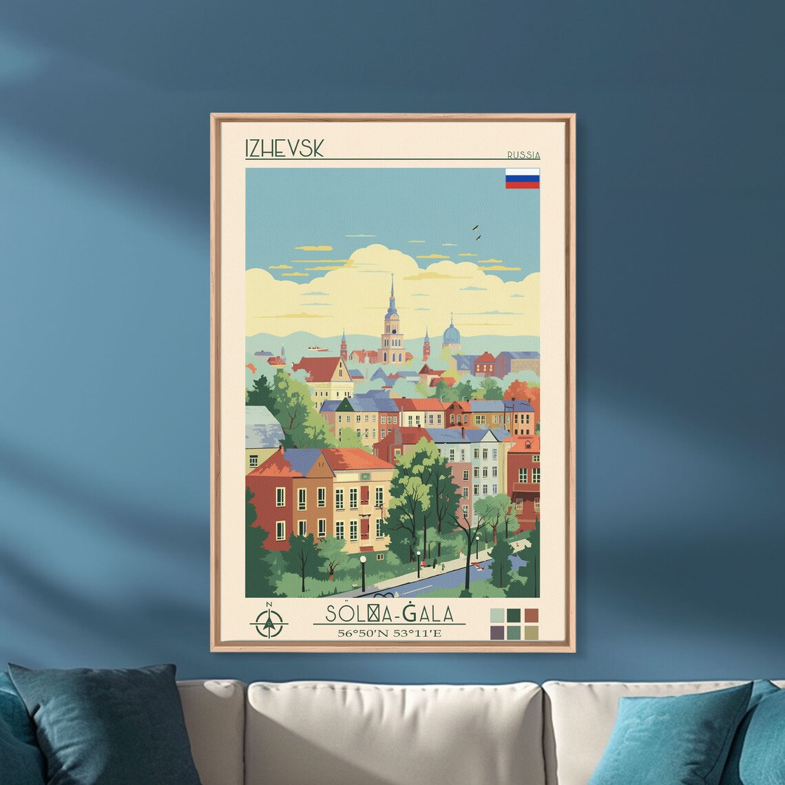 Izhevsk Russia Hilltop City Panorama Church Spires Red Roofs Poster