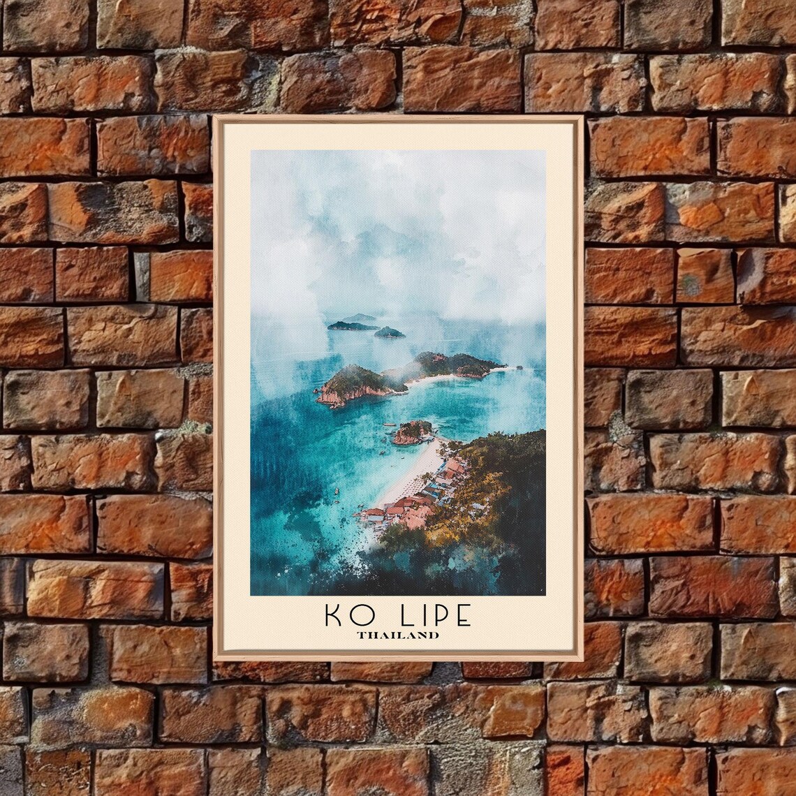 Ko Lipe Thailand Rocky Islets Turquoise Bay Misty Watercolor Art Poster - Image 4