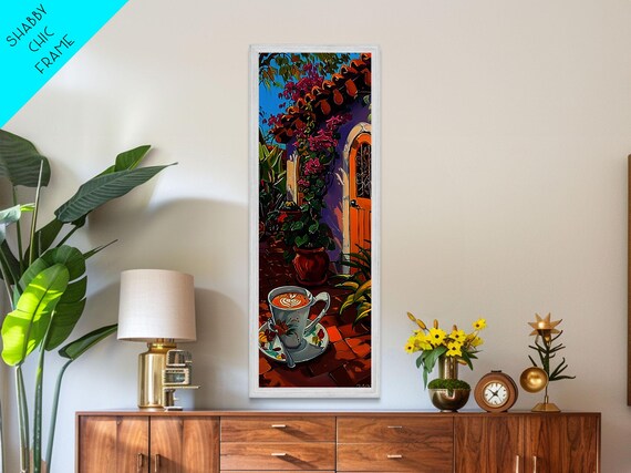 Spanish Courtyard Coffee Cup Bougainvillea Terracotta Doorway Art Poster